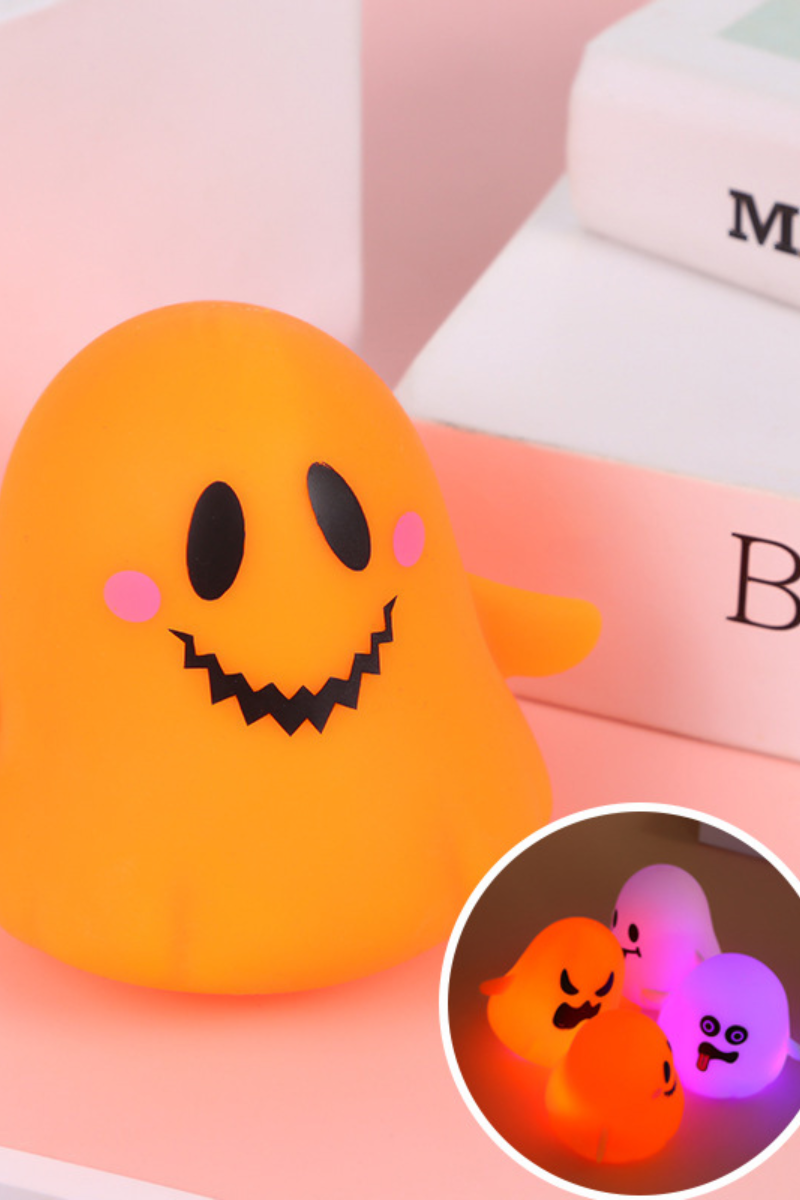 Unisex Fall Halloween Light Up Ghost TPR Squishy Toy