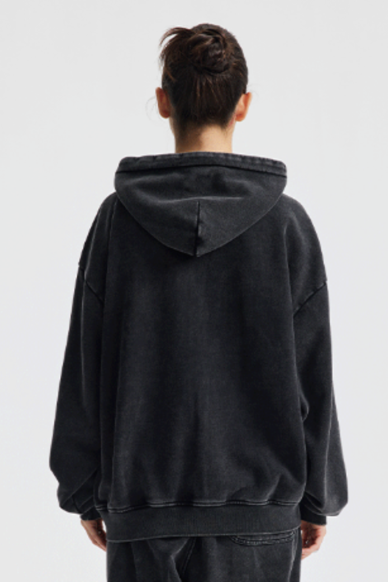 Women's Cotton Washed Distressed Front Pocket Hooded Jacket