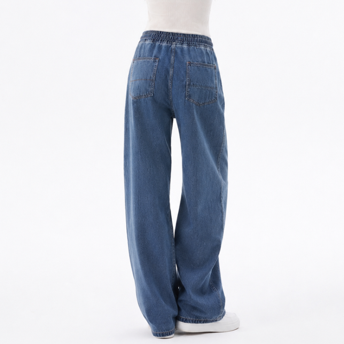 Women's Drawstring Waist Wide Leg Jeans
