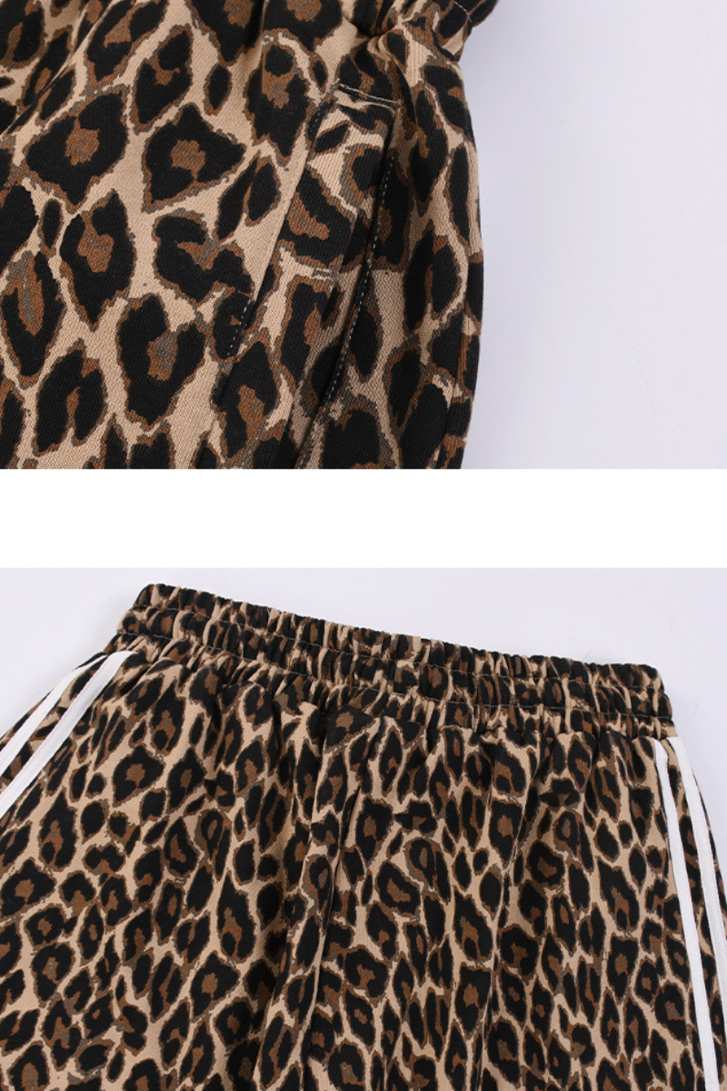 Men's Fall Winter Vintage Leopard Curved-Leg Sweatpants