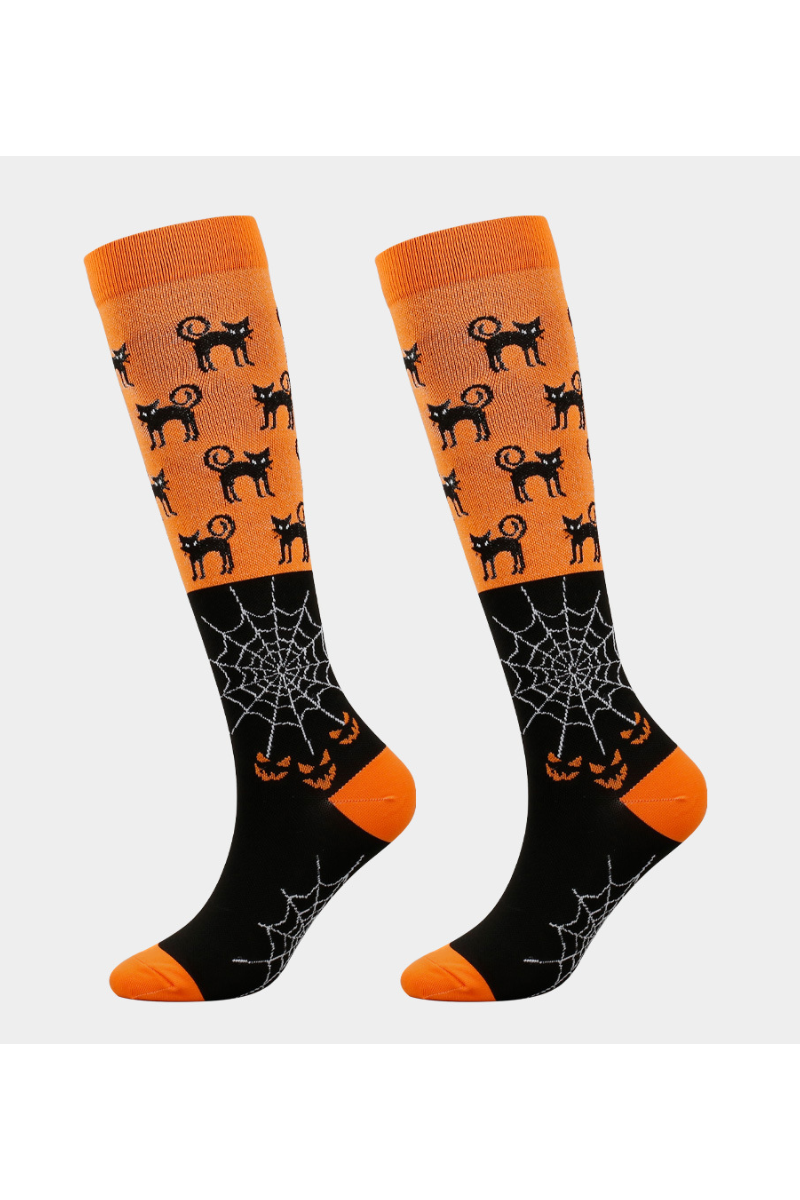 Unisex Fall Halloween Jacquard Knee High Compression Socks