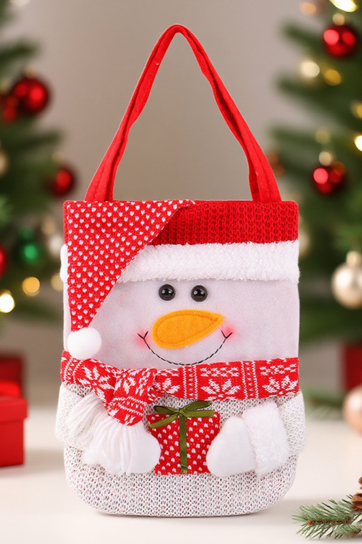 Christmas Snowman Red Scarf Candy Gift HandBag