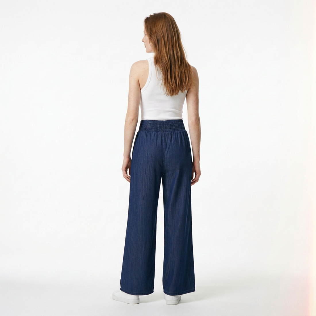 Women's High Waist Drawstring Wide Leg Jeans