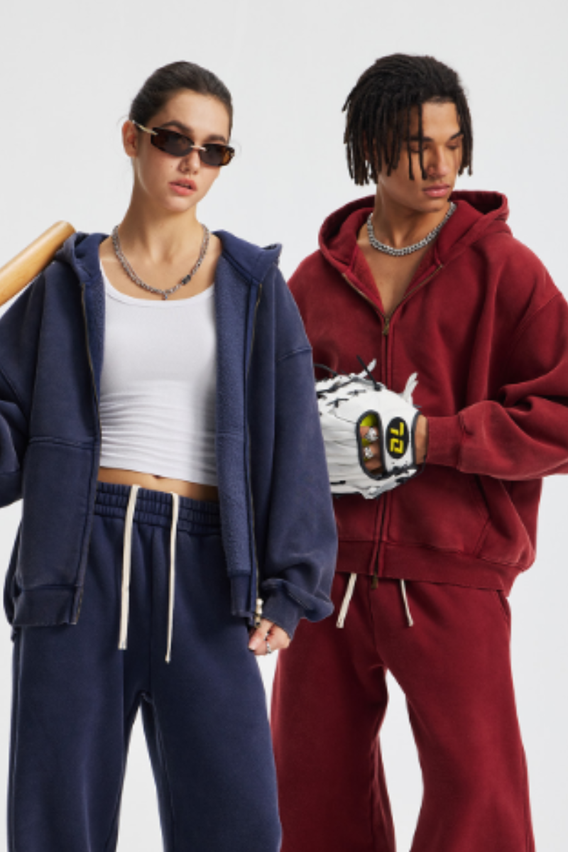 Unisex 370g spray washed zipper coat- couple's style