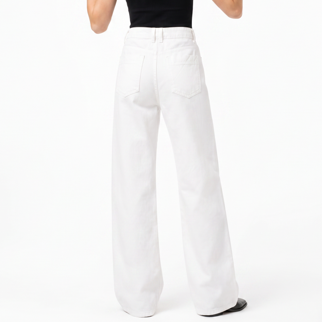 Women's Pure White High Waist Wide Leg Jeans