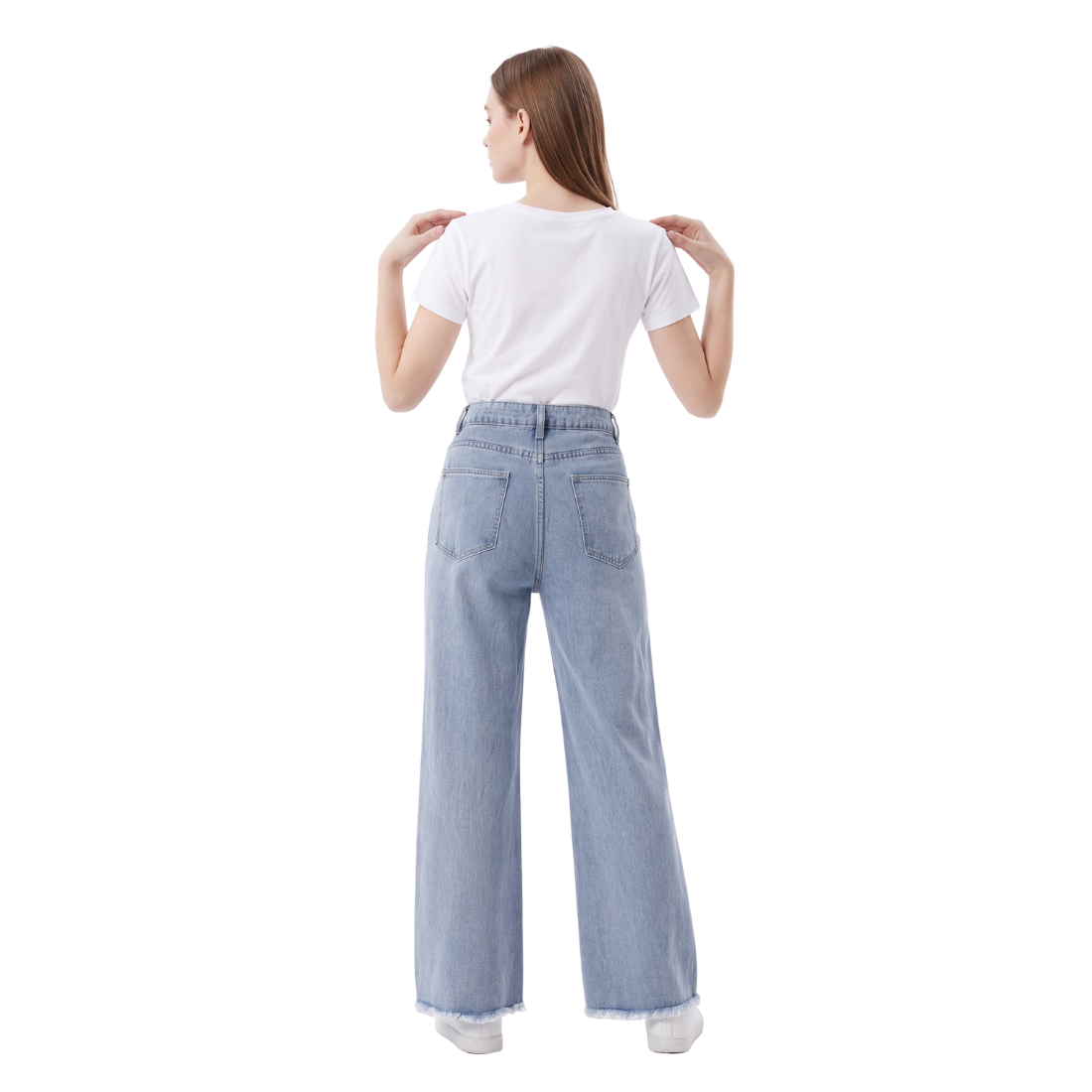 Women's High Waist Distressed Wide Leg Jeans