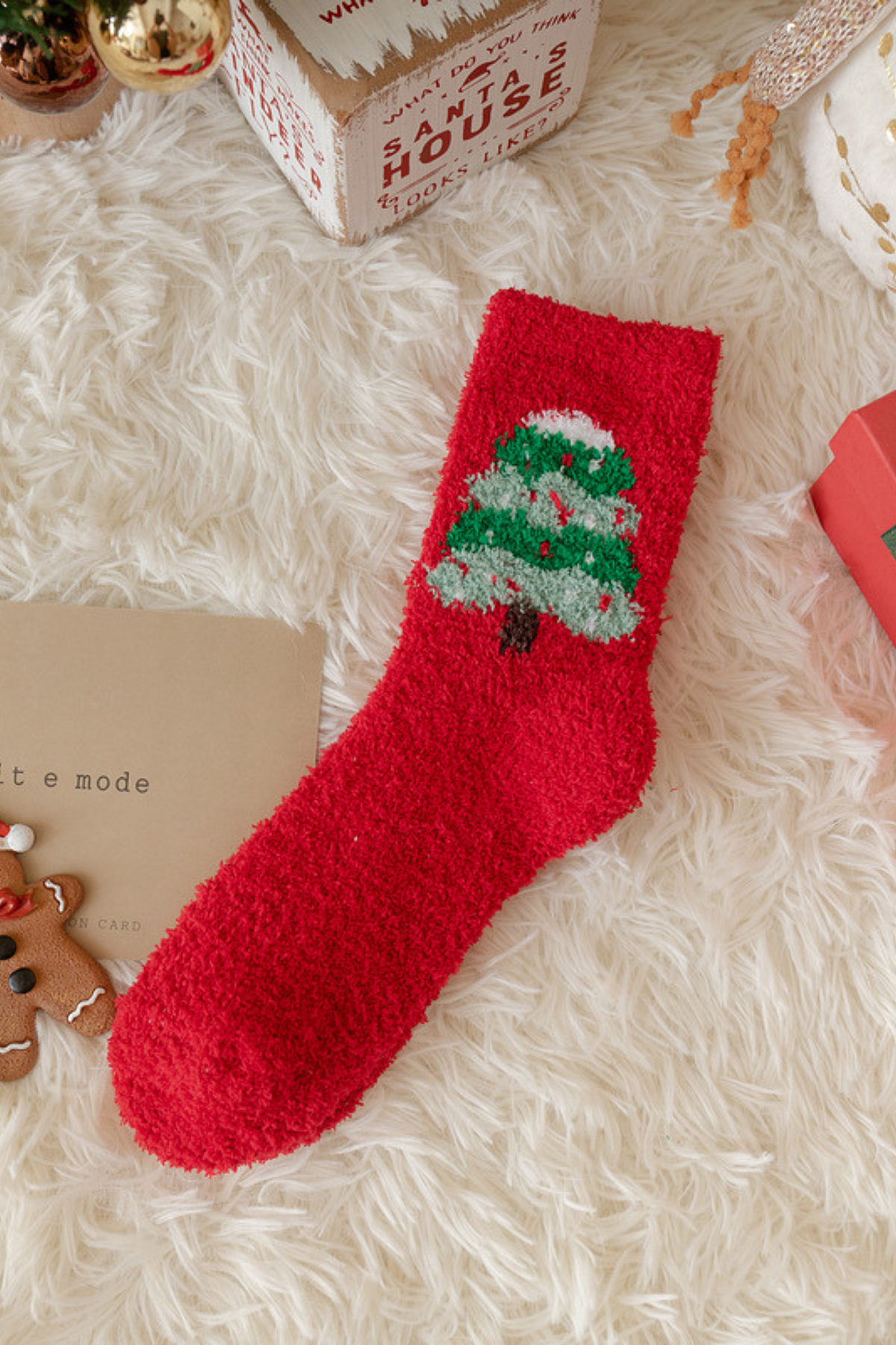 Women's Christmas Red Cute Cartoon Gift Mid Socks