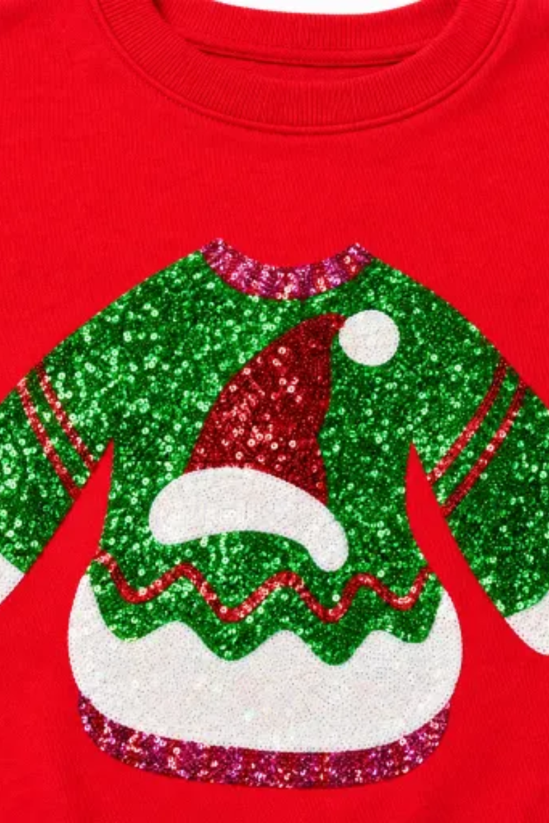 Women Fall Clothing Christmas Sequin Applique Sweatshirt
