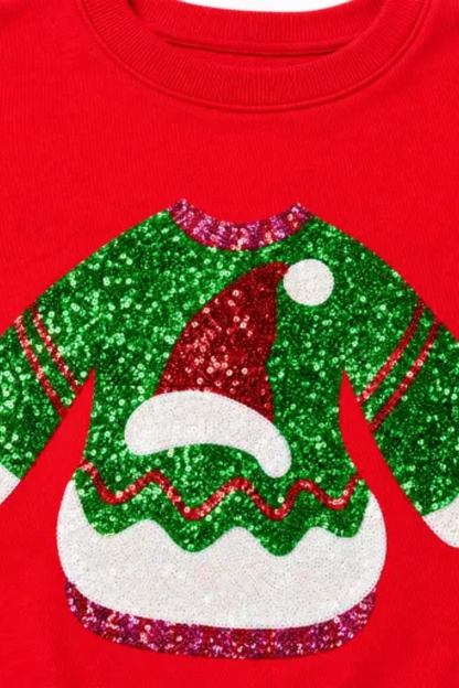 Women Fall Clothing Christmas Sequin Applique Sweatshirt