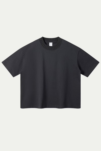 Men's 305g Cotton Colorblock Knit Boxy Crewneck Tee