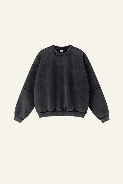 Men's Streetwear Washed Patchwork Pullover