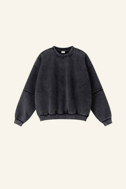Men's Streetwear Washed Patchwork Pullover