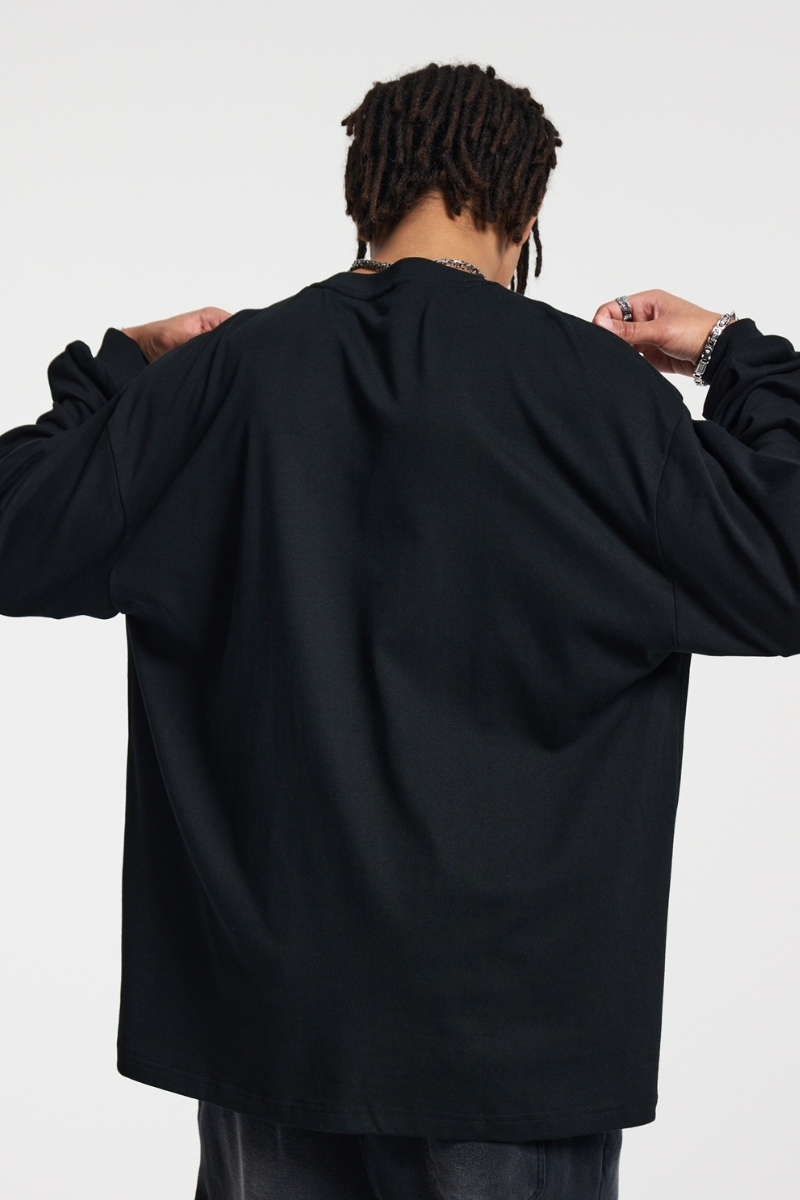Men's Spring Summer 305g Heavy Cotton Mock Layer Long Sleeve