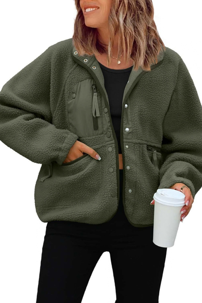 Women Fall Clothing Cozy Sherpa Fleece Utility Jacket