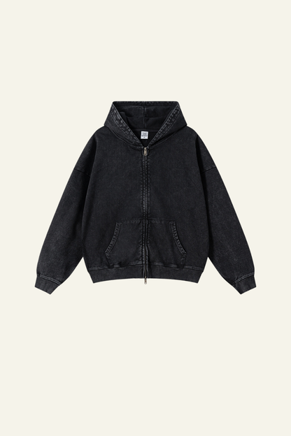 Men's Heavyweight Vintage Washed Cotton Hooded Jacket