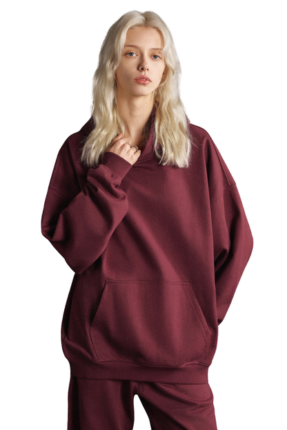 Women's FallWinter 430g Terry Solid LooseDropShoulder Hoodie