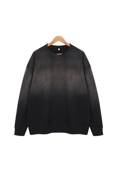 Unisex Fall Clothing Washed Gradient Crew Neck Sweatshirt