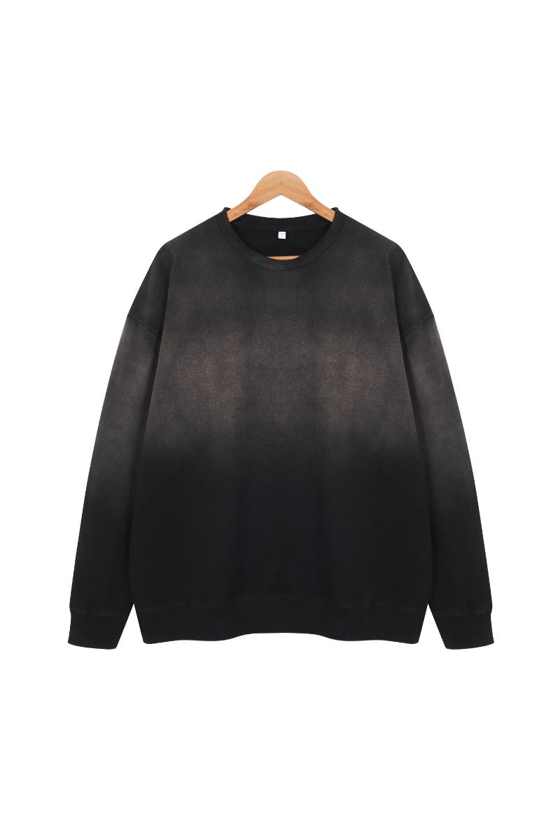 Men Fall Washed Vintage Gradient Crew Neck Sweatshirt