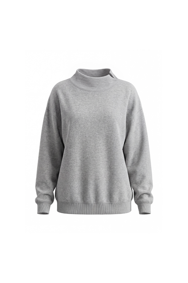 Unisex All Season Soft Mock-Neck Loose Fit Sweatshirt