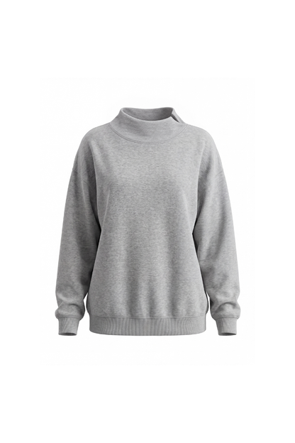 Unisex All Season Soft Mock-Neck Loose Fit Sweatshirt