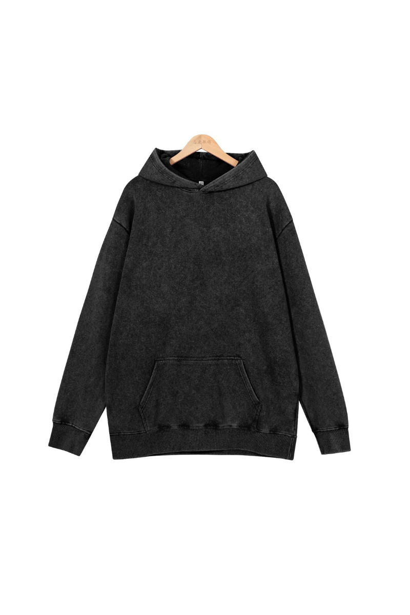 Men Fall 400G Washed Vintage Loopback Pullover Hoodie