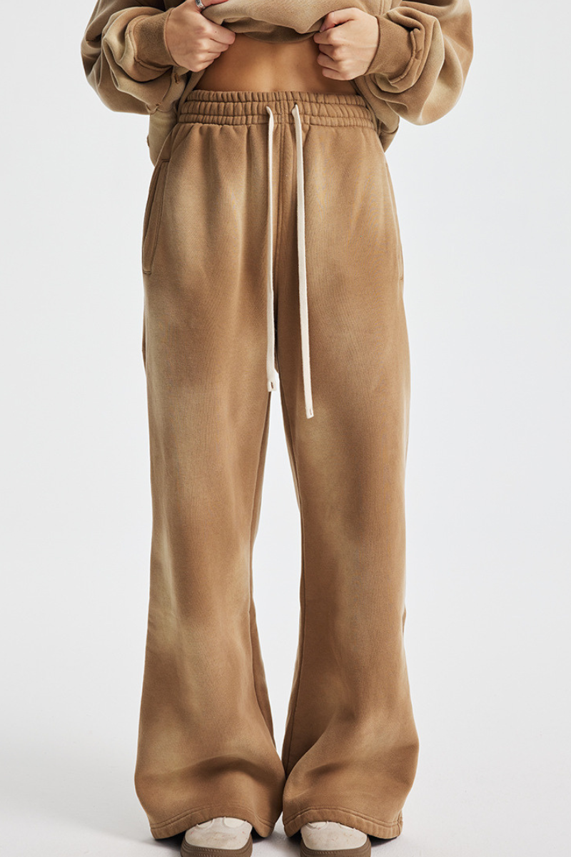 Men's Streetwear Washed Distressed Fleece-Lined  Pants