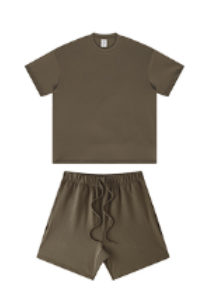 Men's Summer Heavy Solid Outdoor Street Tee & Shorts Set