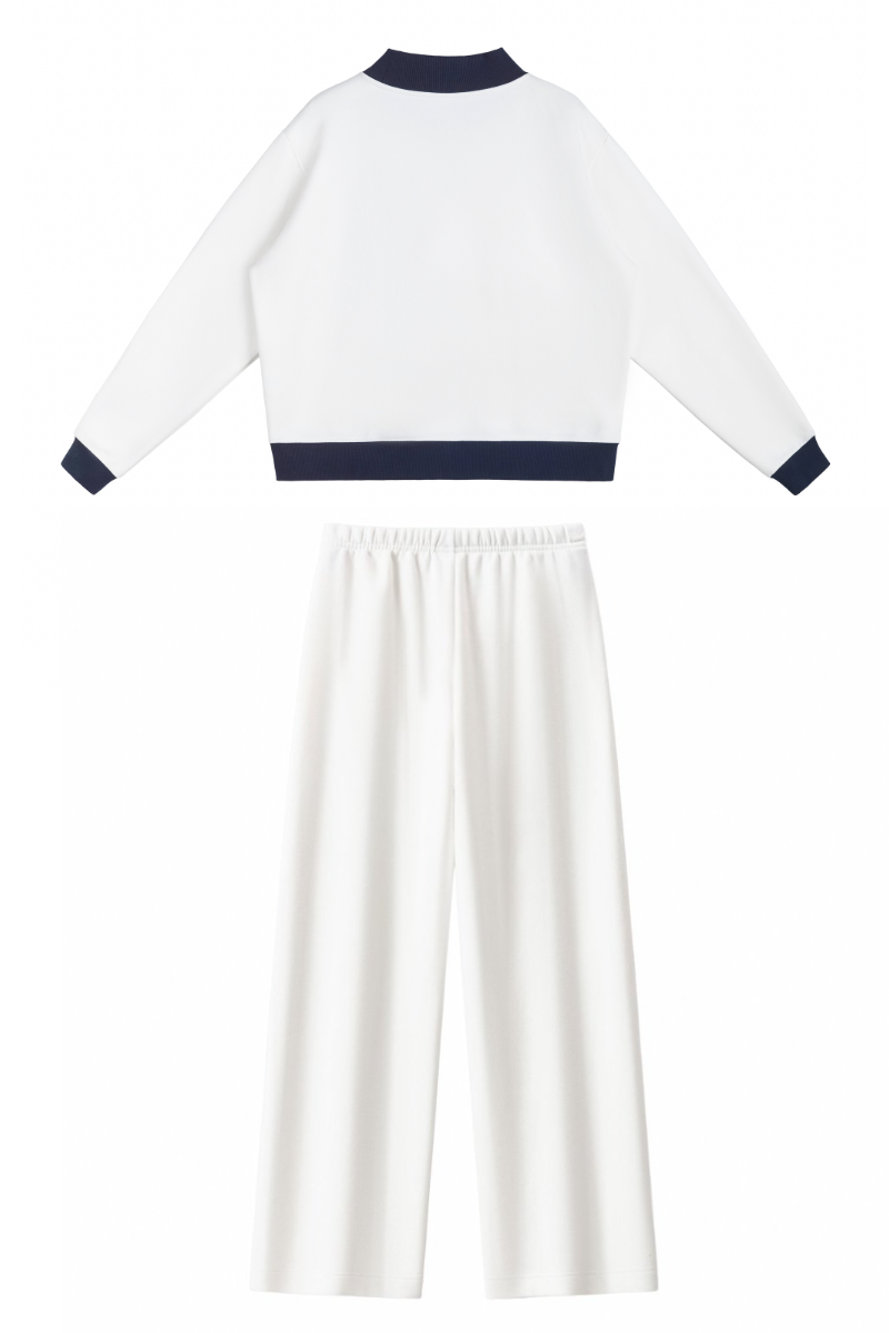 Women Fall Mock Neck Sweatshirt Wide Leg Pants Set