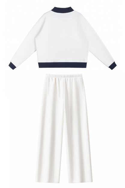 Women Fall Mock Neck Sweatshirt Wide Leg Pants Set