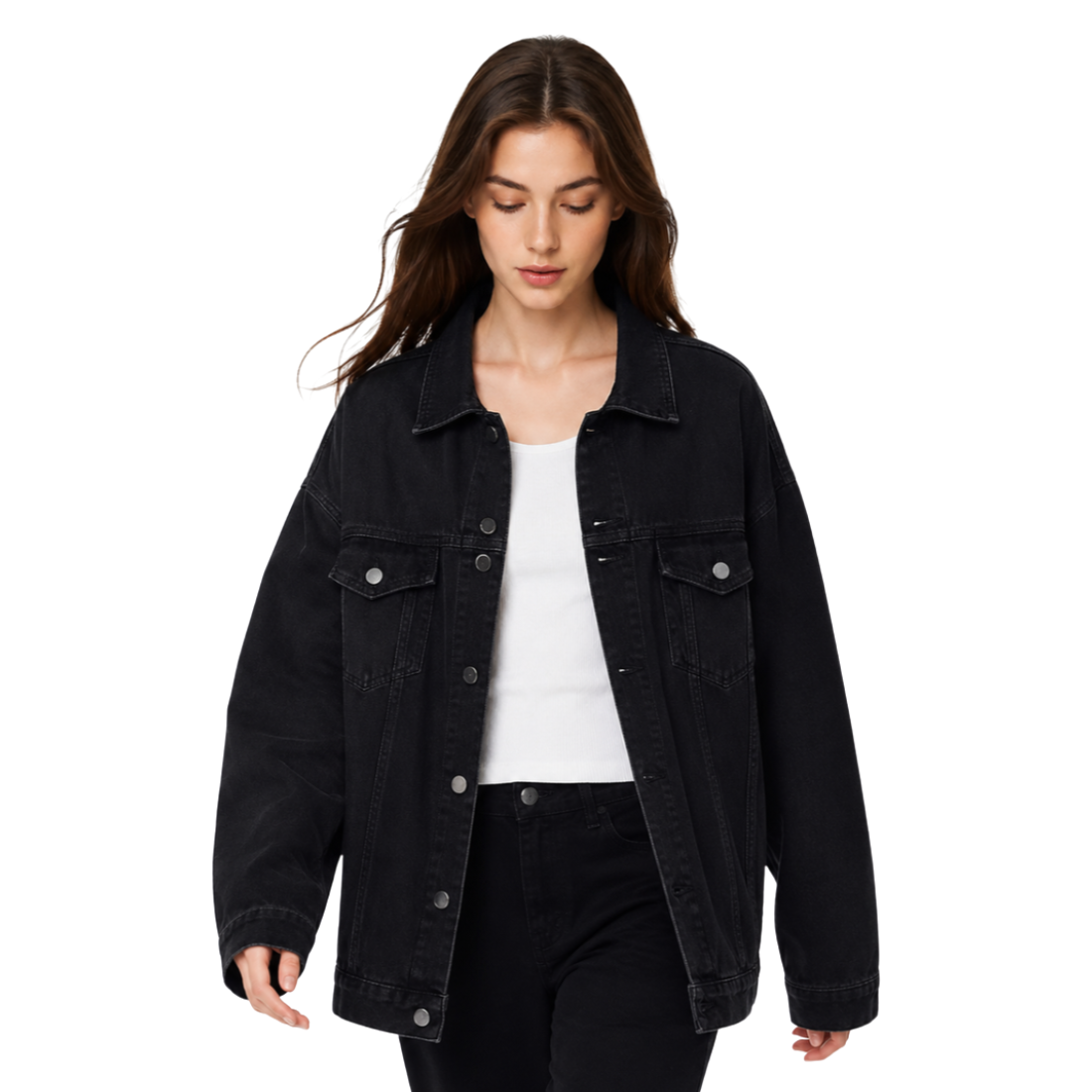 Women's Oversized Drop Shoulder Denim Jacket
