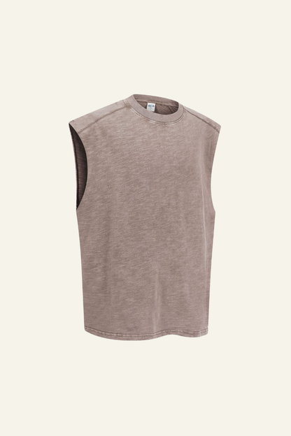 Men's Cotton Washed Retro Round-necked Tank Top