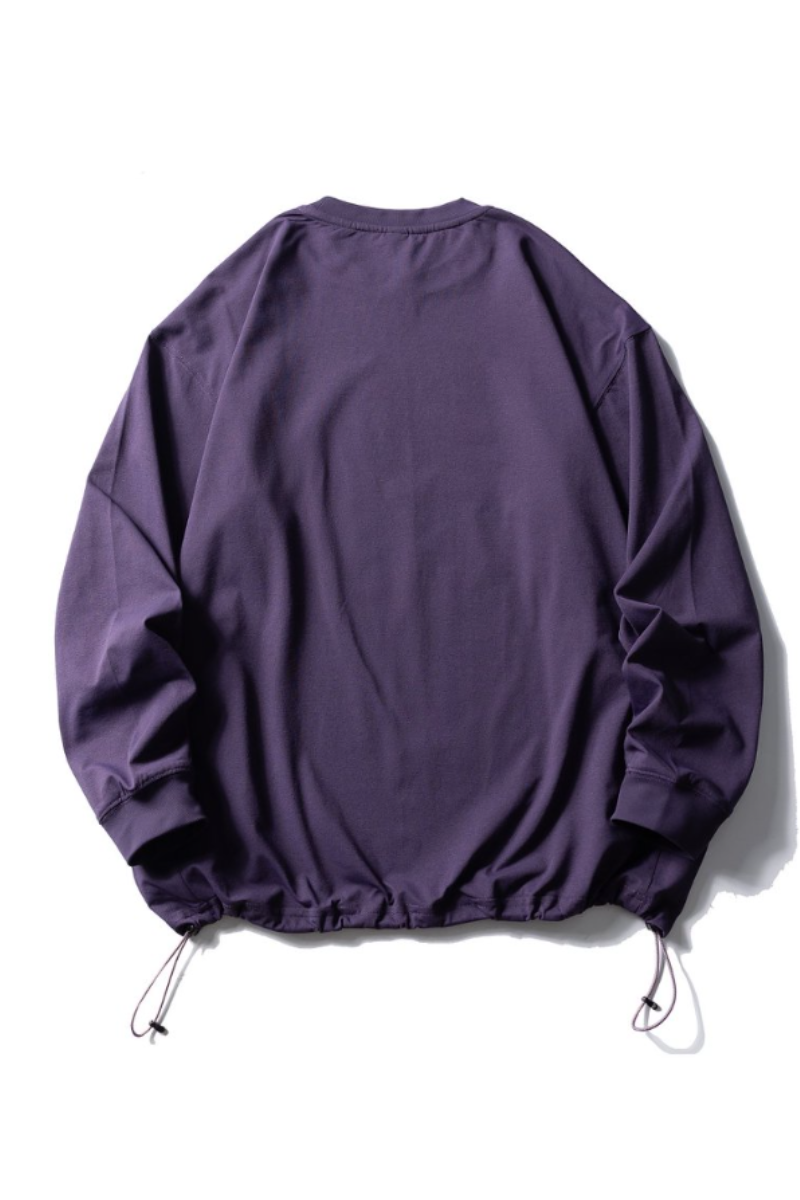 Women's Spring Drawstring-Hem Relaxed Long-Sleeve T-Shirt