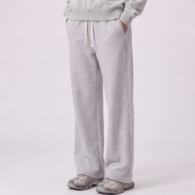 Unisex Spring Cotton Wide-Leg Drawstring Pocket Sweatpants