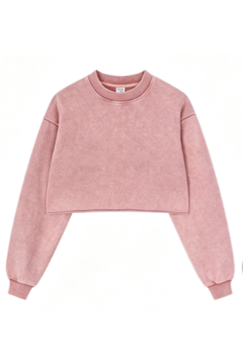 Women's Fall Snow-Wash Vintage Cropped Crewneck Sweatshirt