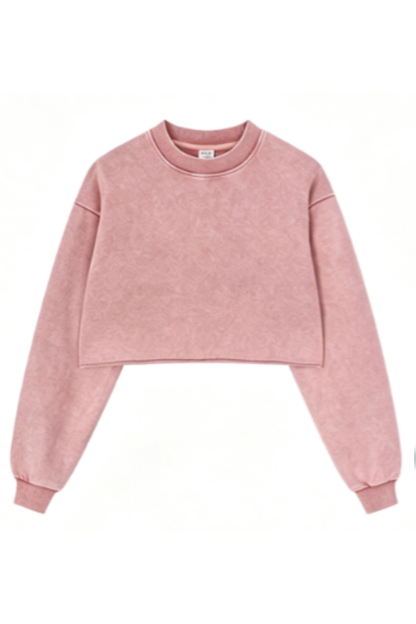 Women's Fall Snow-Wash Vintage Cropped Crewneck Sweatshirt