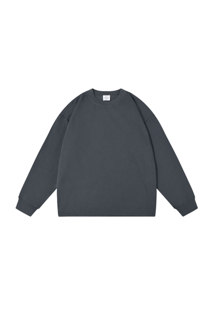 Men's Vintage Raw Hem Loose Drop Shoulder Long Sleeve Tee