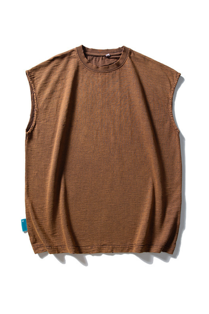 Unisex Heavy Washed Retro Crewneck Oversized Reflective Tank
