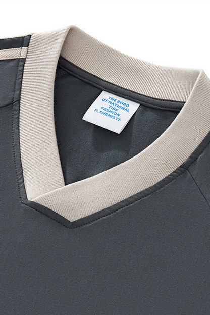 Men's Fall Colorblock V-Neck Raglan Long-Sleeve T-Shirt