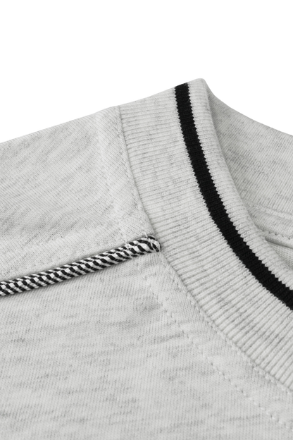 Unisex Colorblock Topstitch Ribbed Cotton Drop Shoulder Tee