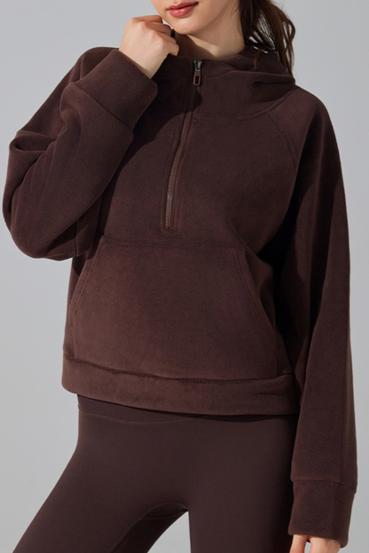 Women Fall Clothing Warm Cozy Oat Fleece Half-Zip Hoodie