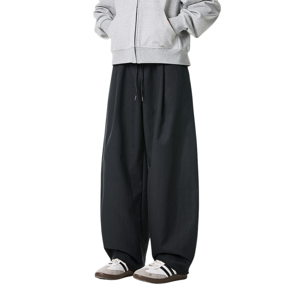 Men's Spring Pleated Loose Curved Wide Solid Pants