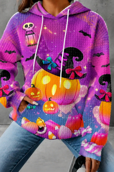 Unisex Fall Clothing Halloween Waffle Knit Graphic Hoodie