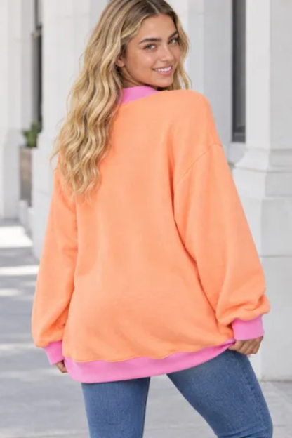Women Fall Clothing Oversized Color Block Sweatshirt