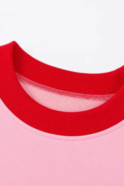 Women Spring Color Block Oversized Crew Neck Sweatshirt