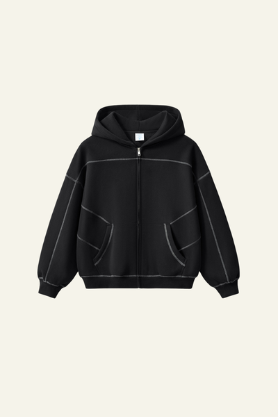 Men's Streetwear Contrast Stitch Hooded Jacket