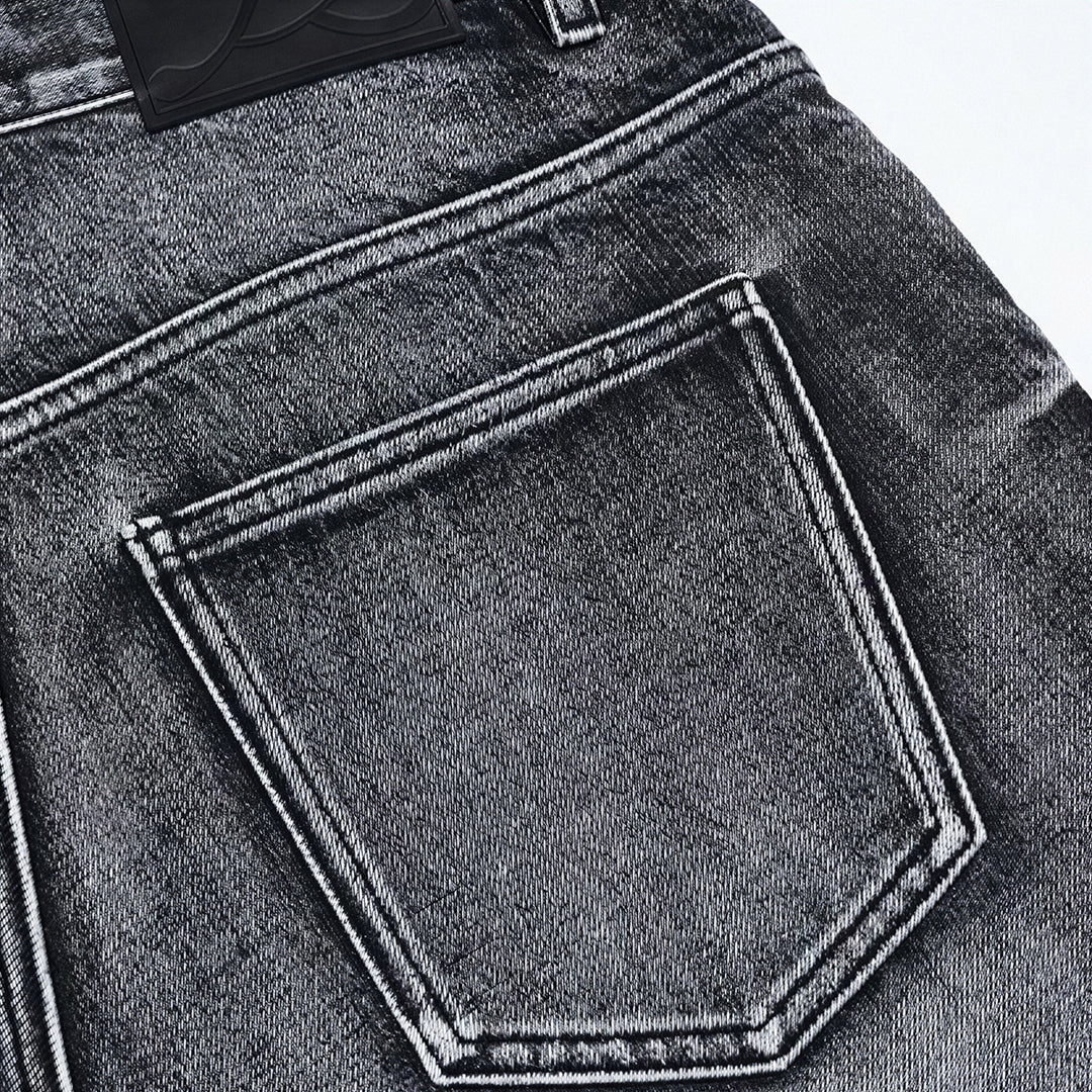 Men's Summer Gradient Cat Whisker Wide-Leg Denim Shorts