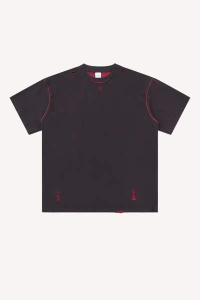 Men's Summer 240g Cotton Reversible Distressed Loose Tee