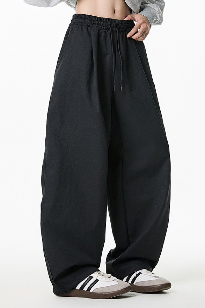 Men's Spring Pleated Japanese Street Loose Curved Wide Pants