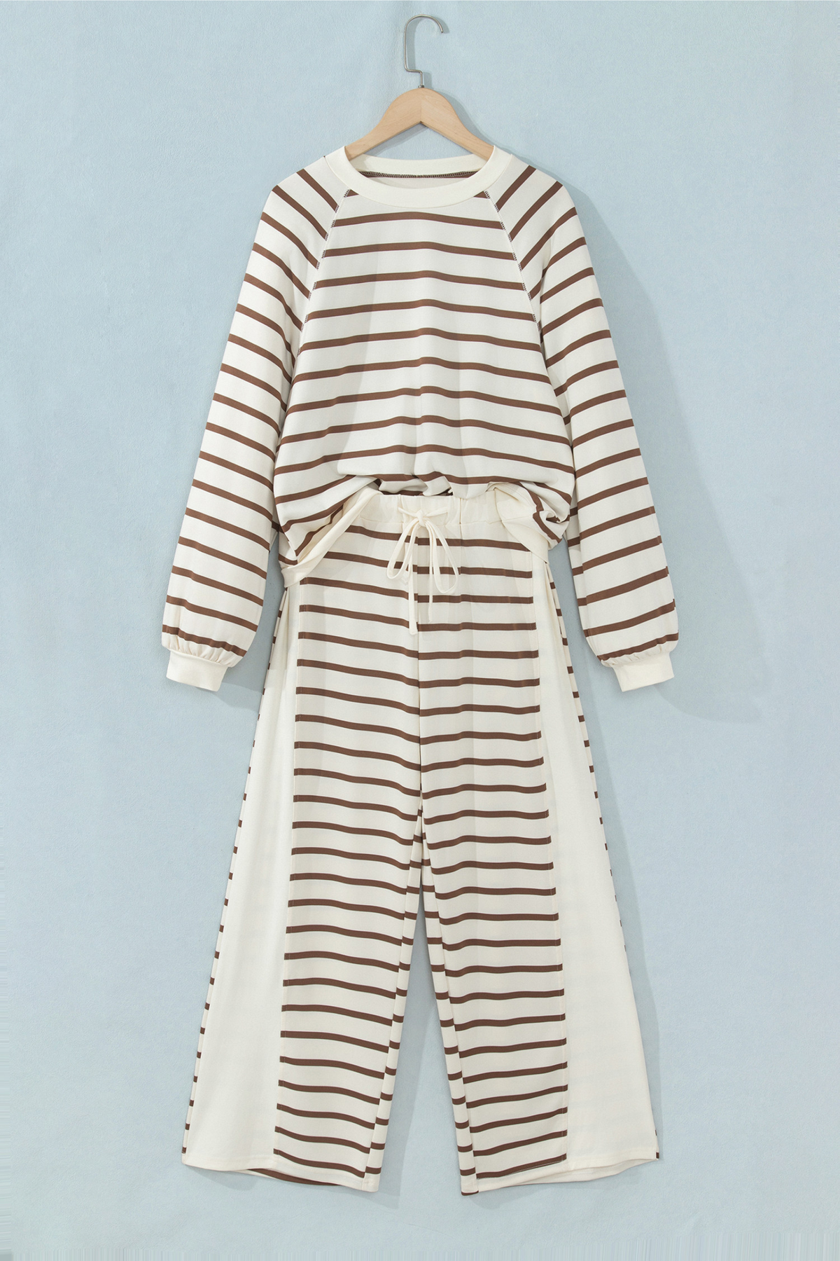 Women's Fall Striped Colorblock Drawstring 2 Piece Set