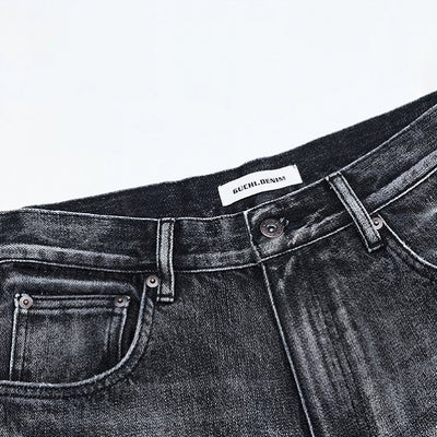 Men's Summer Gradient Cat Whisker Wide-Leg Denim Shorts